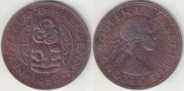 1959 New Zealand Half Penny A008704